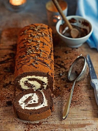 Foto bučni zvitek s skuto s kremo